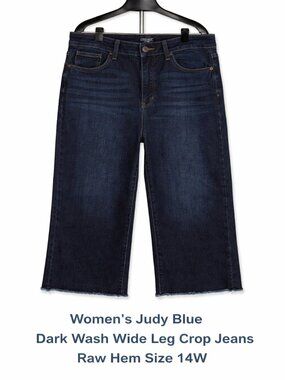 Judy Blue Women's Wide Leg Raw Hem Crop Jean Size 14W